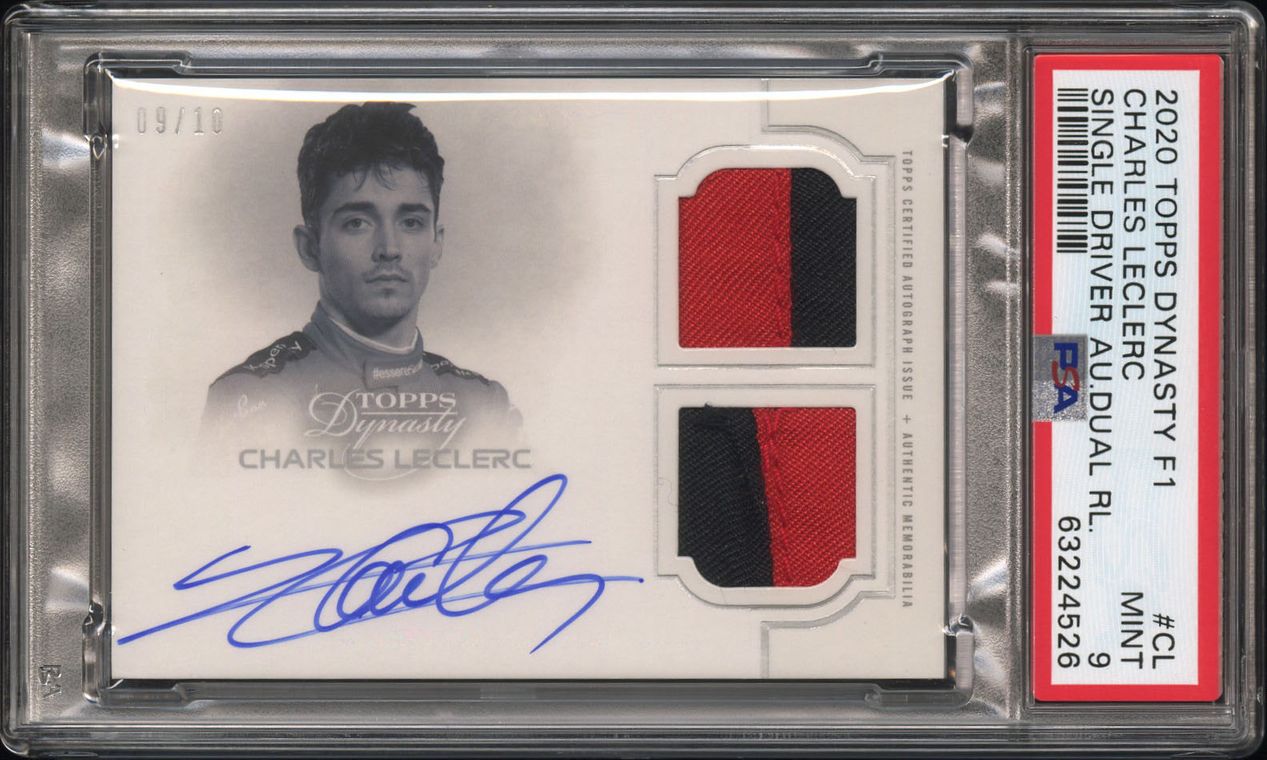 PSA 9 - /10 Charles Leclerc #CL - Dual Relic Auto - 2020 Topps Dynasty F1