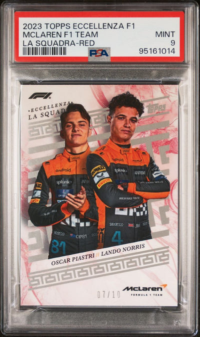 PSA 9 - /10 Norris,Piastri - McLaren F1 Team - Red - 2023 Topps Eccellenza La Squadra