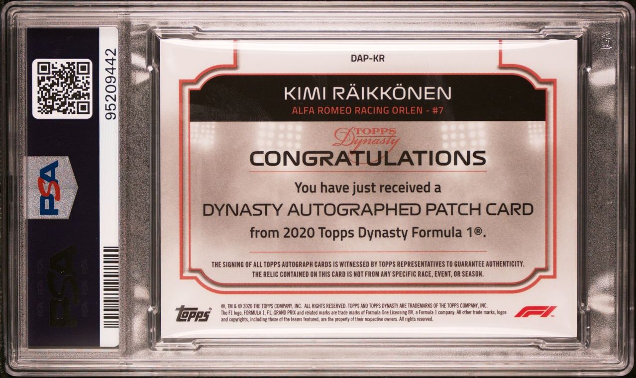 PSA 10 - /10 - POP 1 - Kimi Raikkonen #DAP-KR - Auto Patch Card - 2020 Topps Dynasty F1