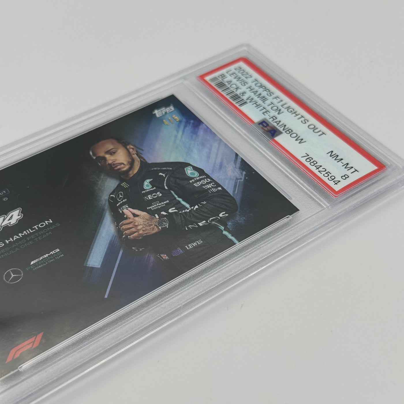 PSA 8 - 4/5 LEWIS HAMILTON - BLACK & WHITE - RAINBOW