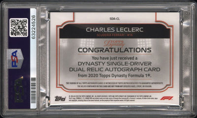 PSA 9 - /10 Charles Leclerc #CL - Dual Relic Auto - 2020 Topps Dynasty F1