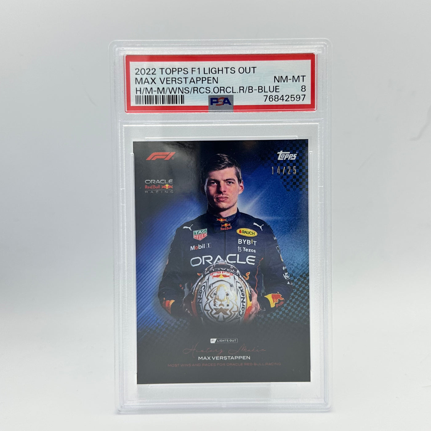 PSA 8 - 14/25 Max Verstappen - History Maker - Most Wins And Races - Blue