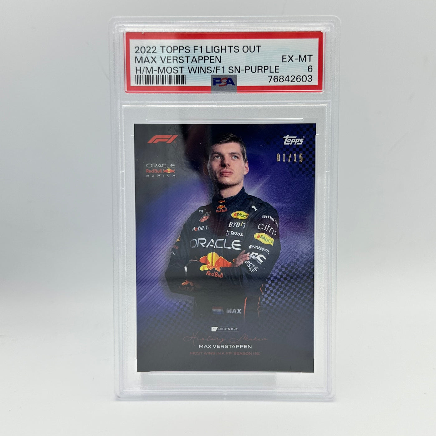 PSA 6 - 1/15 Max Verstappen - History Maker - Most Wins In A F1 Season - Purple