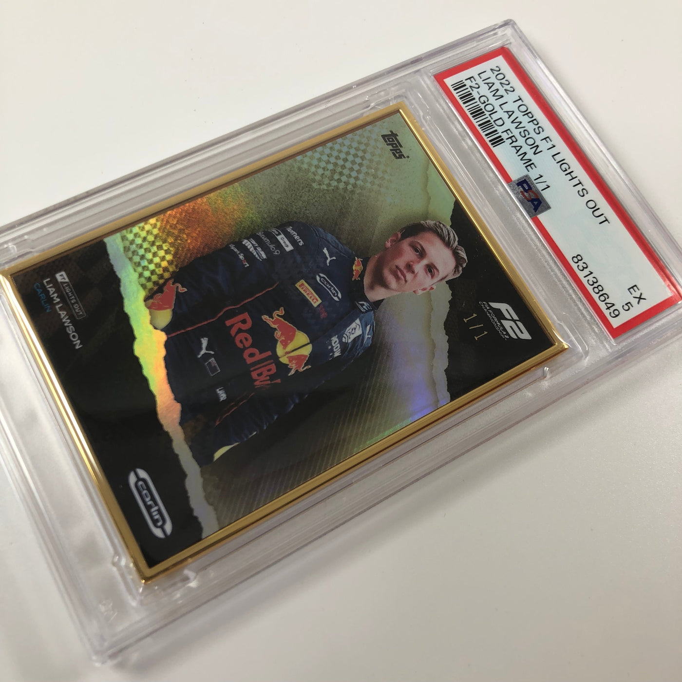 1/1 Gold Frame - Liam Lawson - F2 Driver - 2022 Lights Out - PSA 5