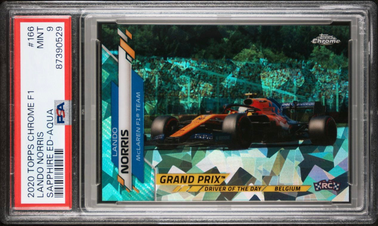 PSA 9 - /99 - RC - Lando Norris #166 - Aqua - 2020 Topps Chrome F1 - Rookie Card