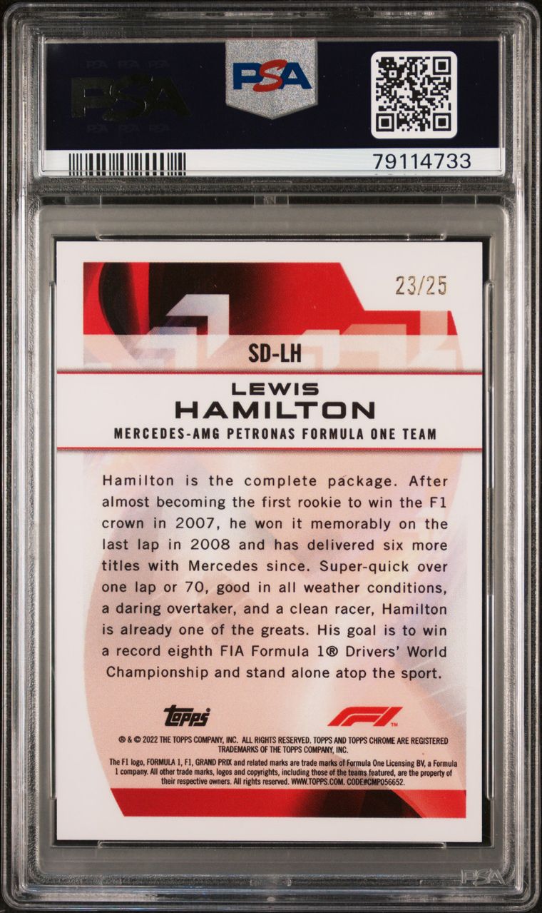 PSA 9 - /25 Lewis Hamilton #SDLH - Orange - 2022 Topps Chrome F1