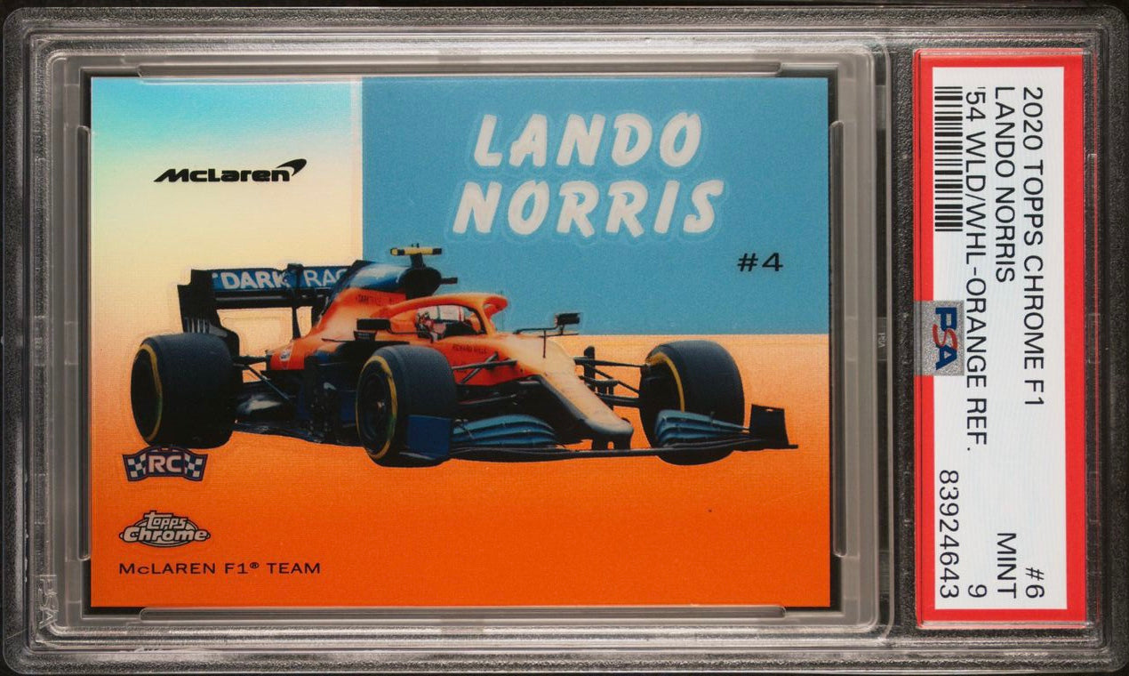 PSA 9 - 03/25 Lando Norris #54W-6 - 2020 Topps Chrome F1 - Orange - Rookie Card