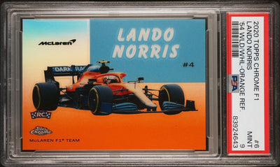 PSA 9 - /25 Lando Norris #6 - 54W-6 - 2020 Topps Chrome F1 - Orange - Rookie Card