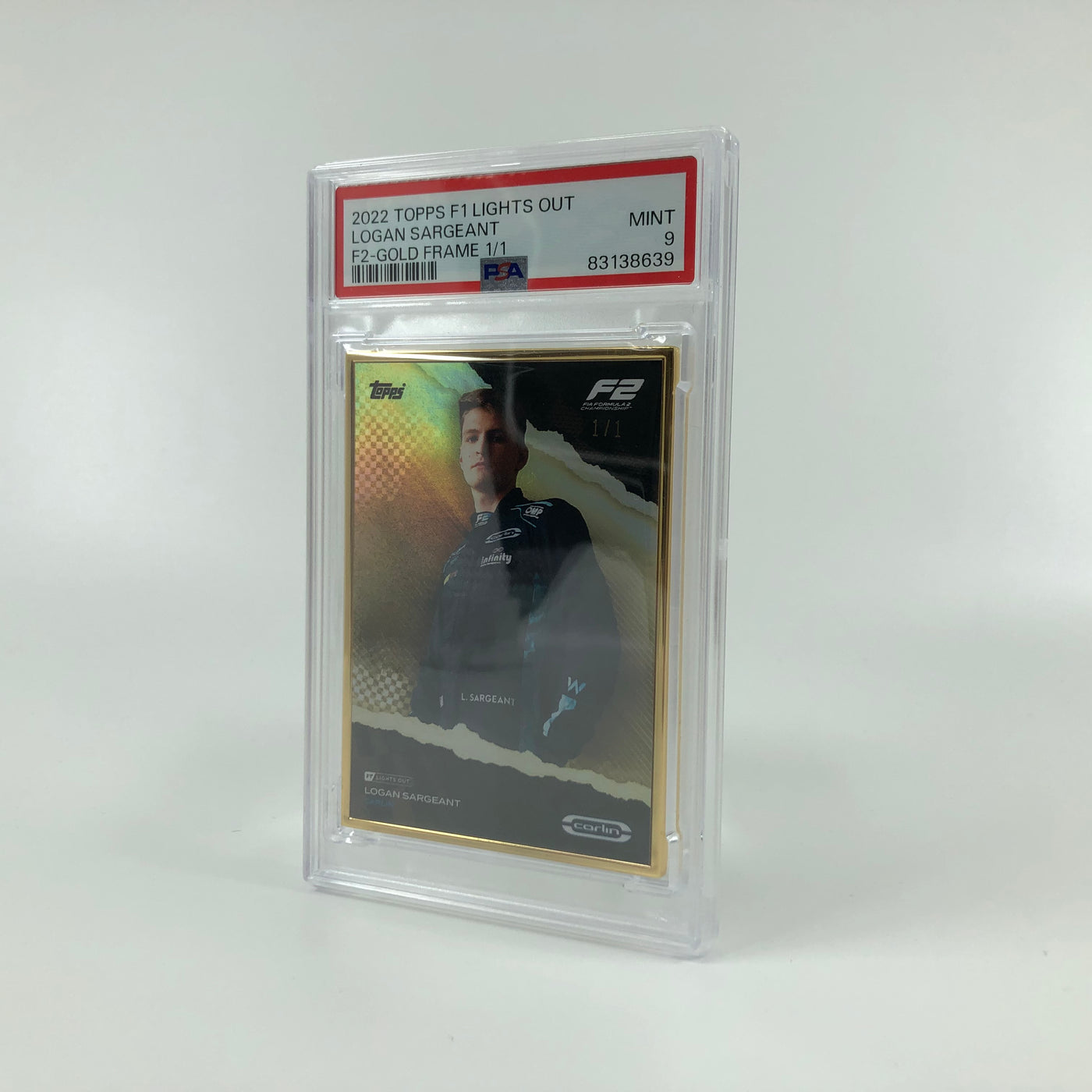 1/1 Gold Frame - Logan Sargeant - F2 Driver - 2022 Lights Out - PSA 9