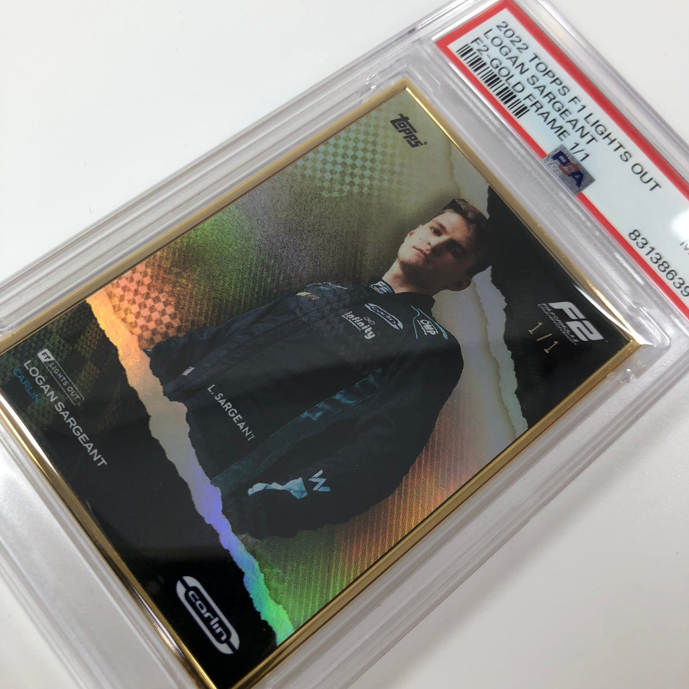 1/1 Gold Frame - Logan Sargeant - F2 Driver - 2022 Lights Out - PSA 9