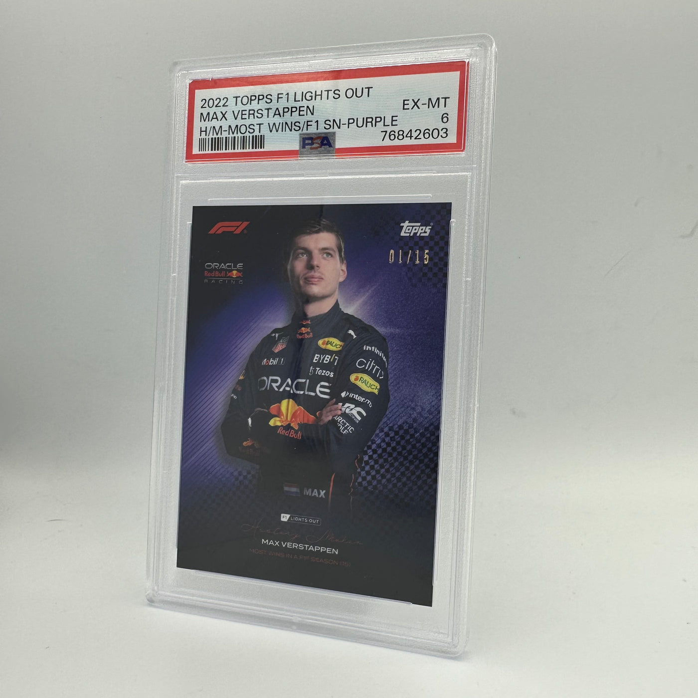 PSA 6 - 1/15 Max Verstappen - History Maker - Most Wins In A F1 Season - Purple