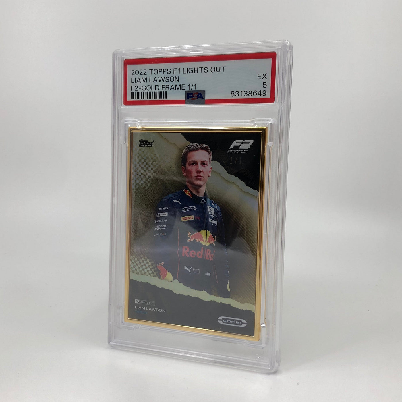 1/1 Gold Frame - Liam Lawson - F2 Driver - 2022 Lights Out - PSA 5