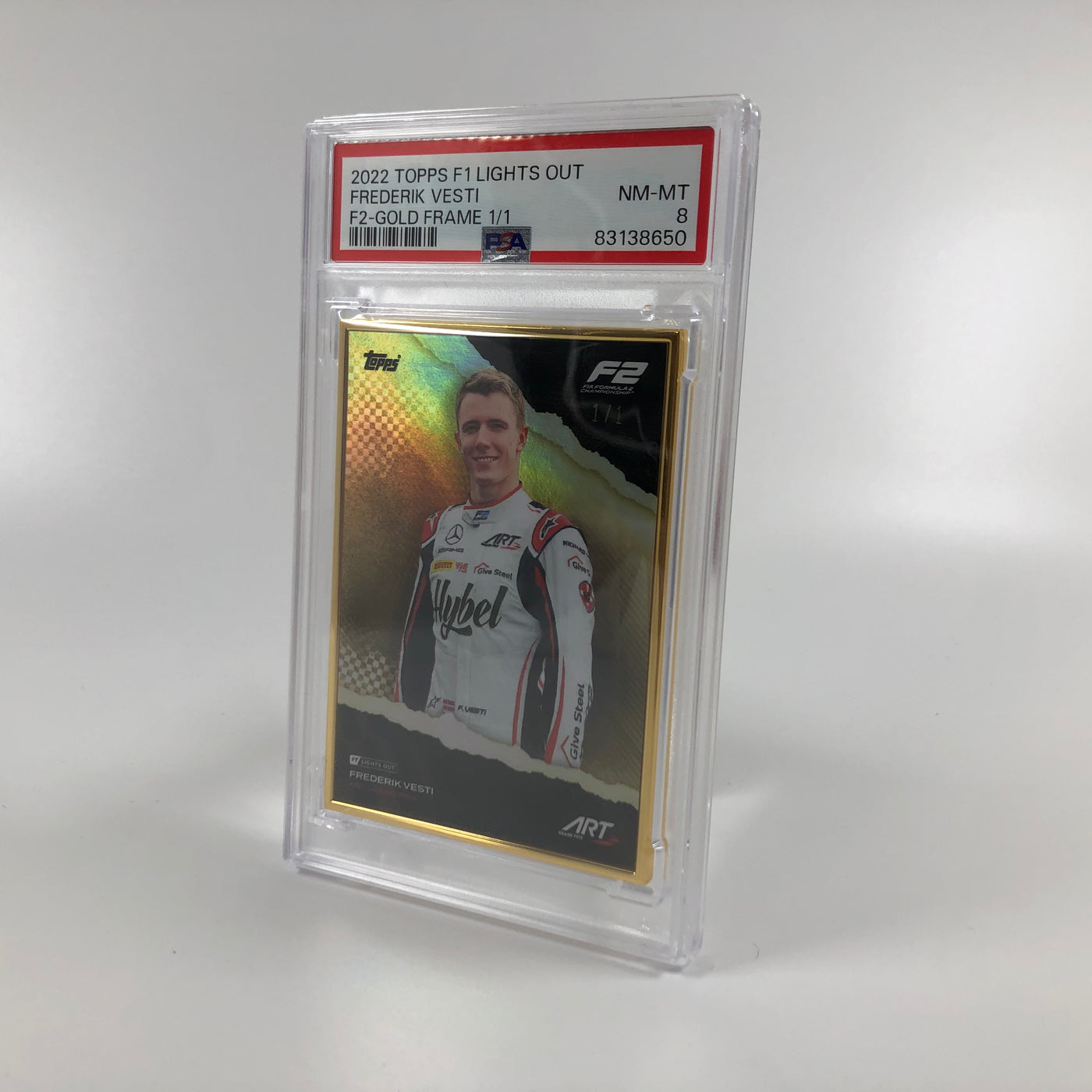 1/1 Gold Frame - Frederik Vesti - F2 Driver - 2022 Lights Out - PSA 8