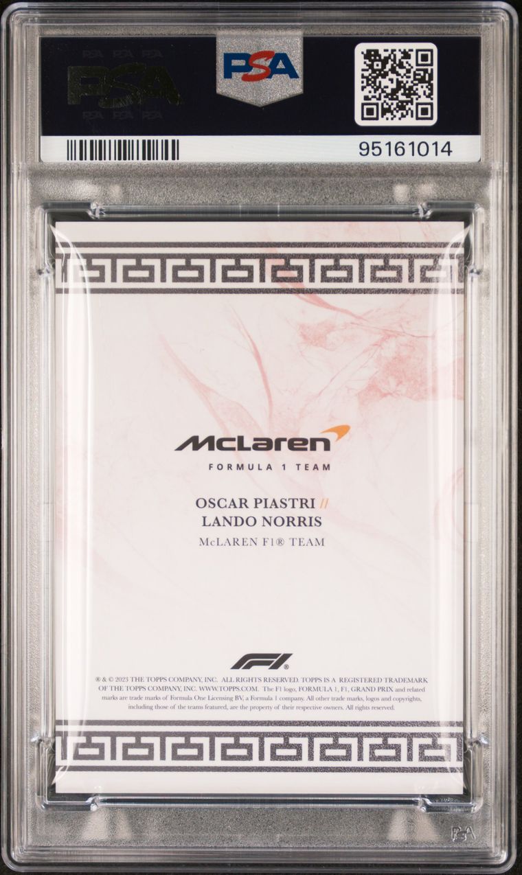 PSA 9 - /10 Norris,Piastri - McLaren F1 Team - Red - 2023 Topps Eccellenza La Squadra