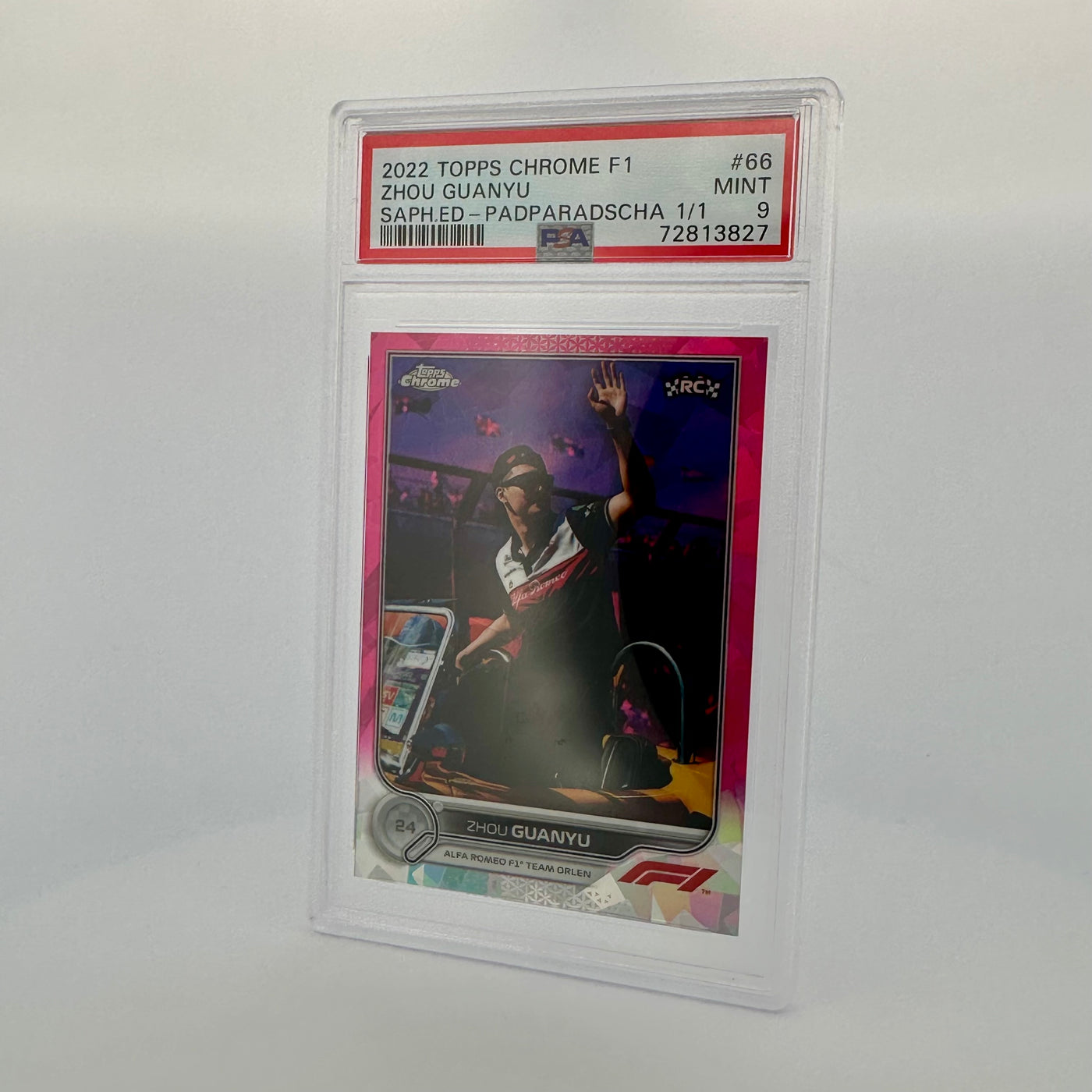 PSA 9 - 1/1 Padparadscha - Zhou Guanyu #66 - 2022 Chrome Sapphire