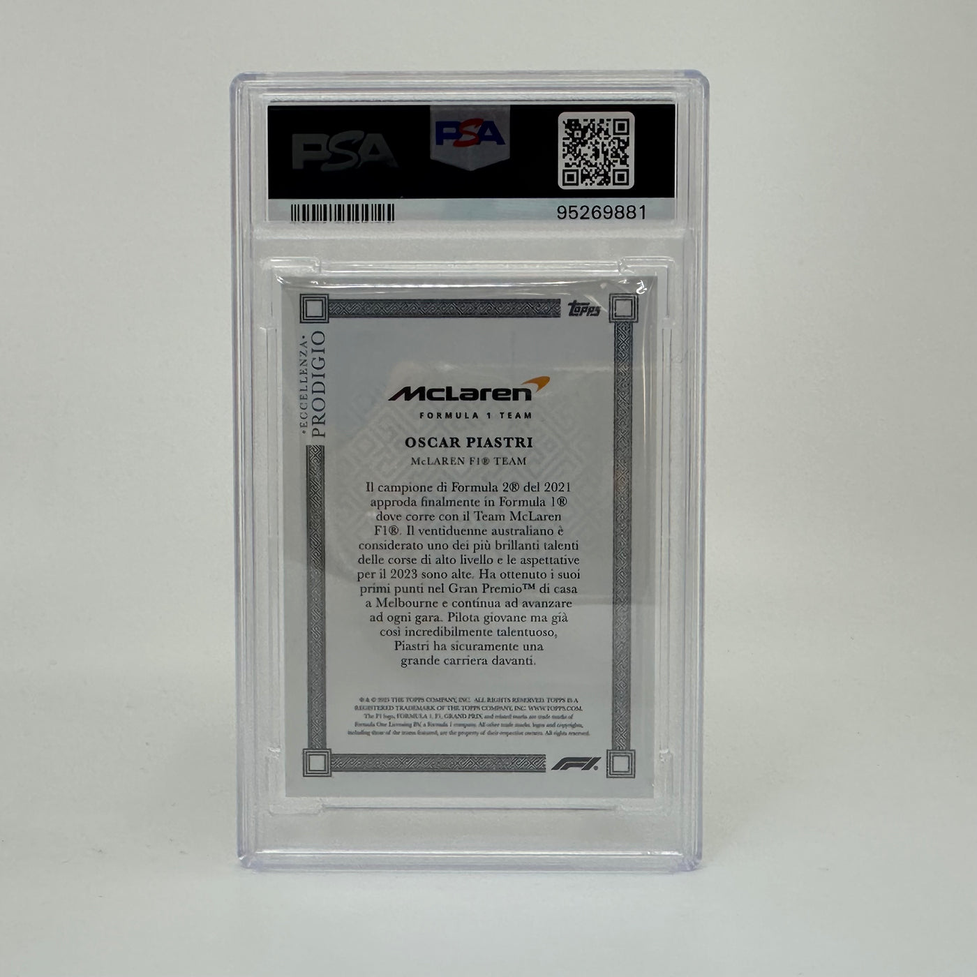 PSA 9 - Oscar Piastri - Rookie Card RC - Prodigio 2023 Topps Eccellenza F1