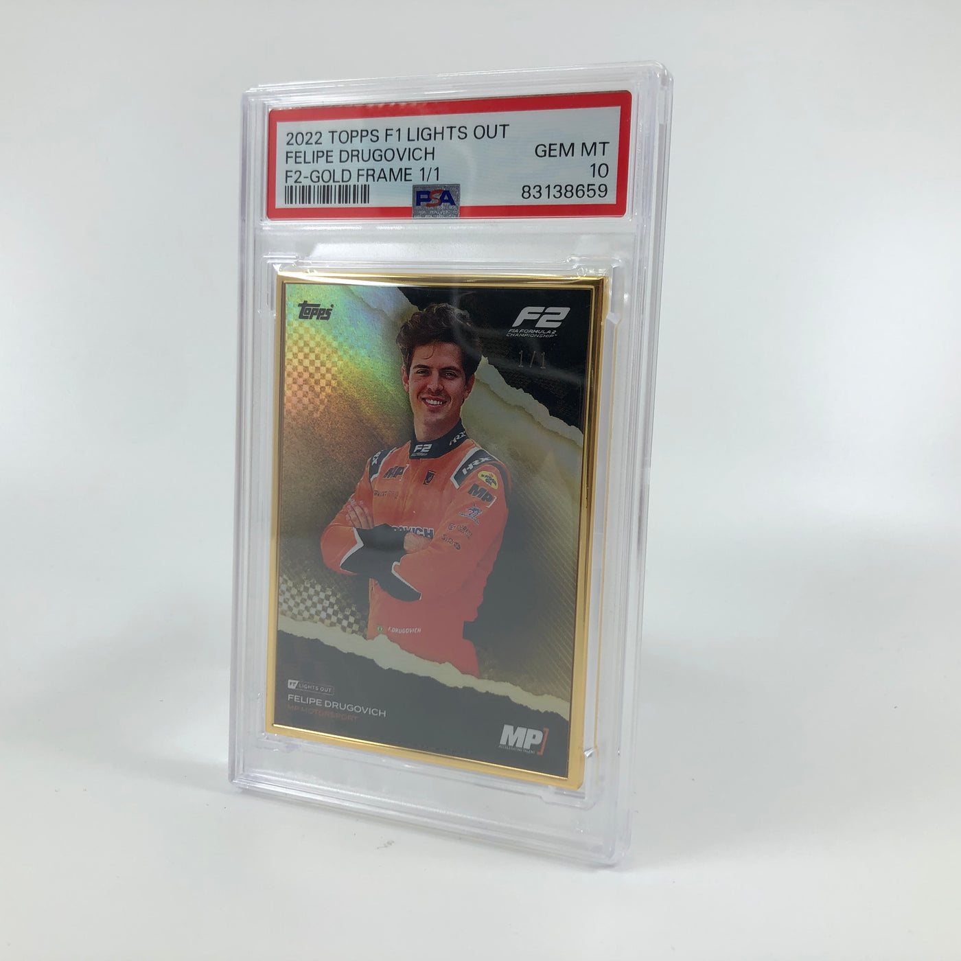 1/1 Gold Frame - Felipe Drugovich - F2 Driver - 2022 Lights Out - PSA 10