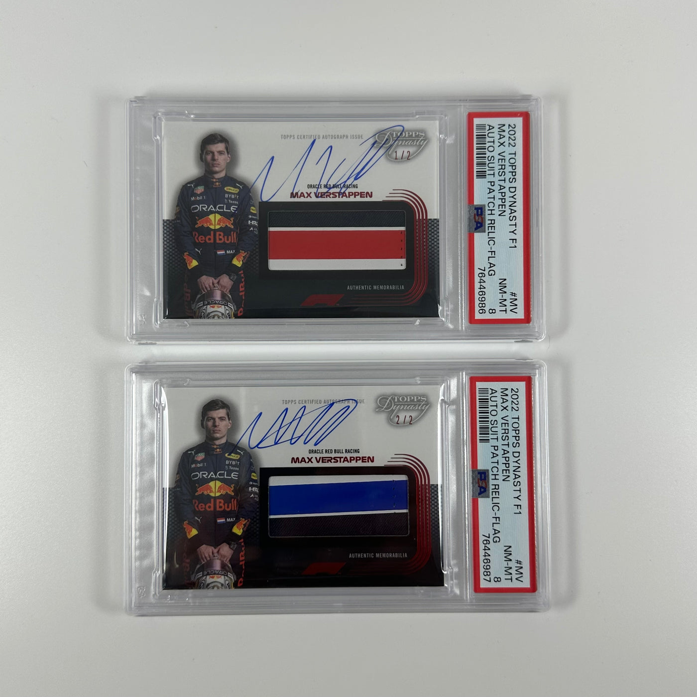 2/2 - Max Verstappen #MV - Auto Flag Patch - 2022 Topps Dynasty F1 - PSA 8