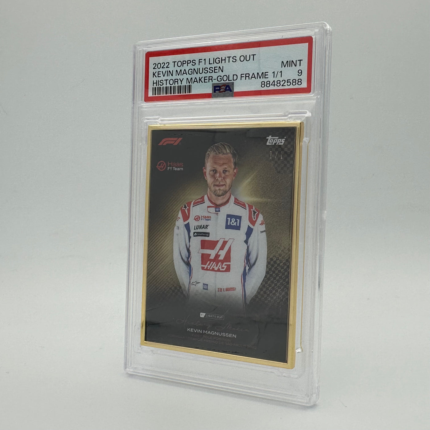 1/1 Gold Frame - Kevin Magnussen - History Maker - 2022 Lights Out - PSA9