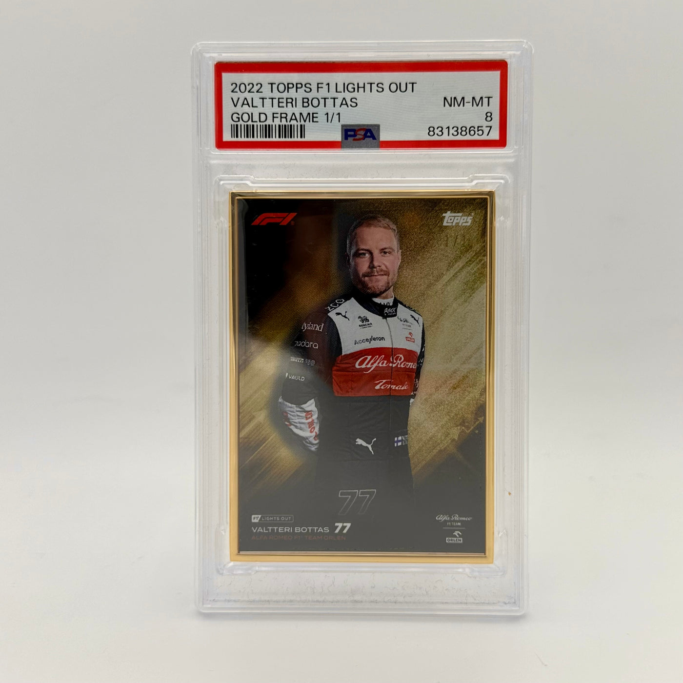 1/1 Gold Frame - Valtteri Bottas - Driver - 2022 Lights Out - PSA 8