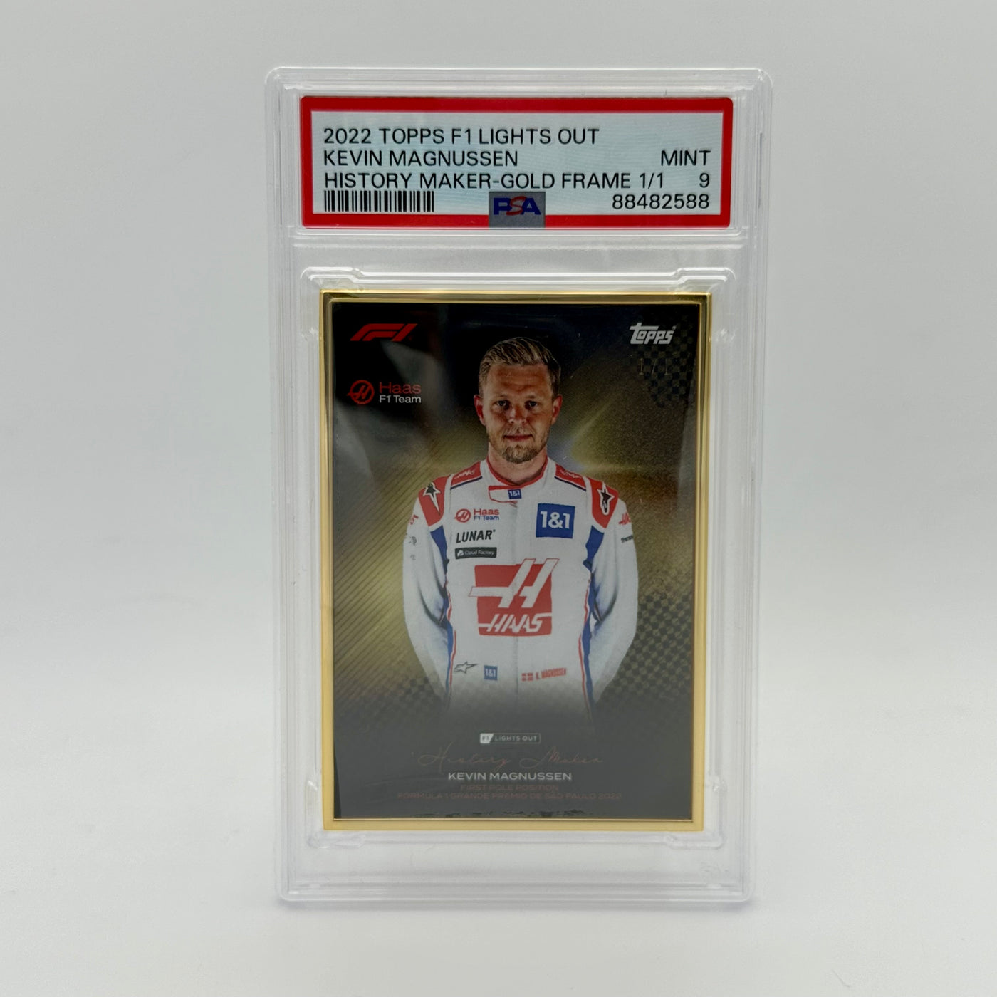 1/1 Gold Frame - Kevin Magnussen - History Maker - 2022 Lights Out - PSA9