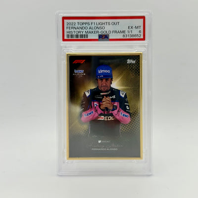 1/1 Gold Frame - Alonso, Fernando - History Maker - 2022 Lights Out - PSA 6