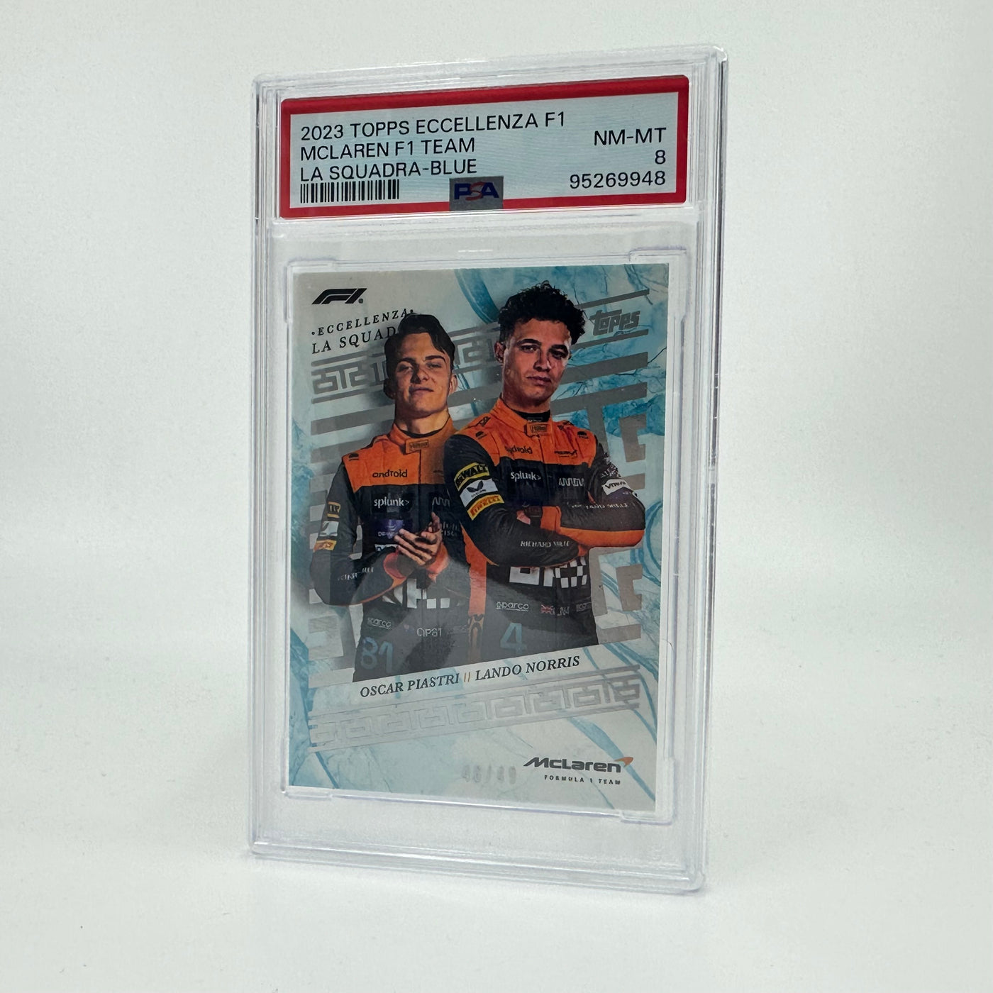 PSA 8 - 46/49 Norris/Piastri - McLaren F1 Team - Blue - 2023 Eccellenza La Squadra