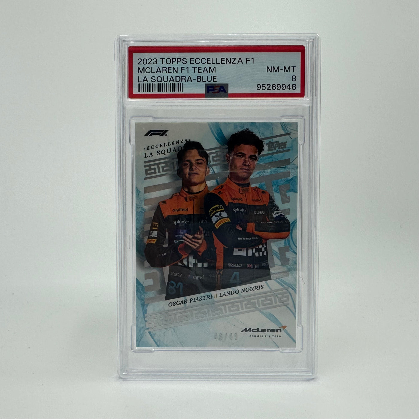 PSA 8 - 46/49 Norris/Piastri - McLaren F1 Team - Blue - 2023 Eccellenza La Squadra