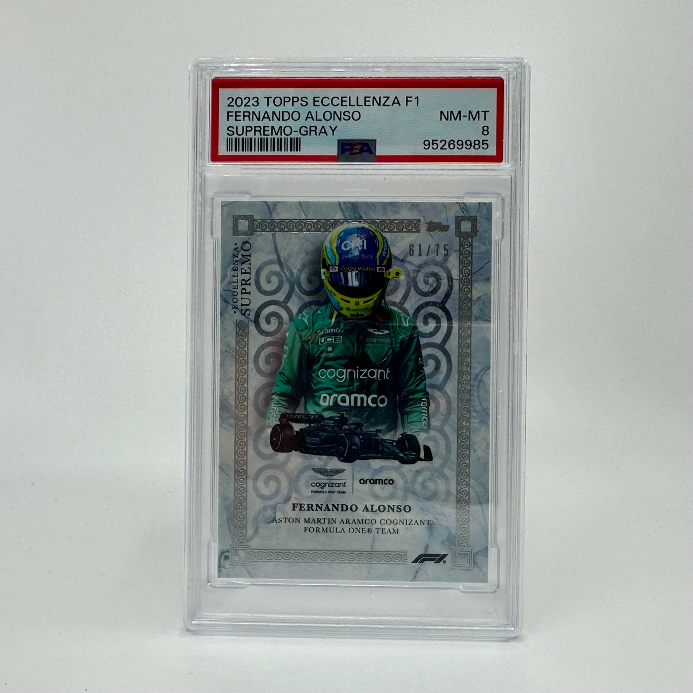 PSA 8 - 01/75 - Fernando Alonso - Gray - 2023 Topps Eccellenza Supremo