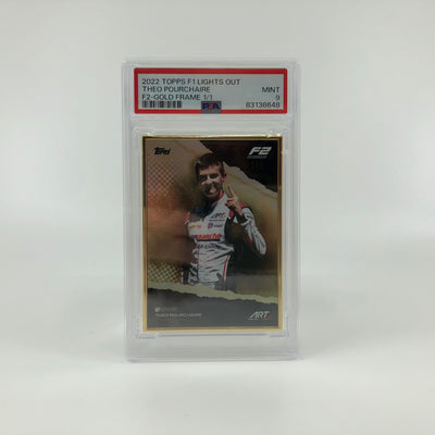 1/1 Gold Frame - Theo Pourchaire - F2 Driver - 2022 Lights Out - PSA 9