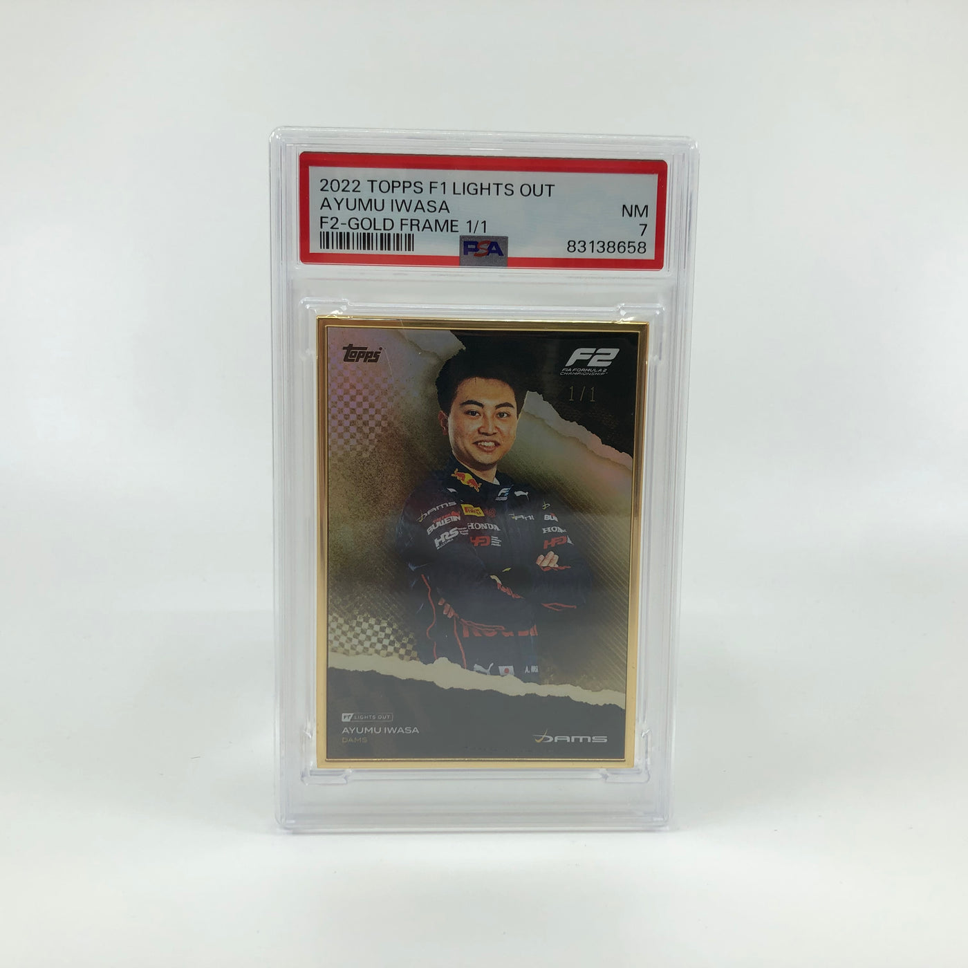 1/1 Gold Frame - Ayumu Iwasa - F2 Driver - 2022 Lights Out - PSA 7