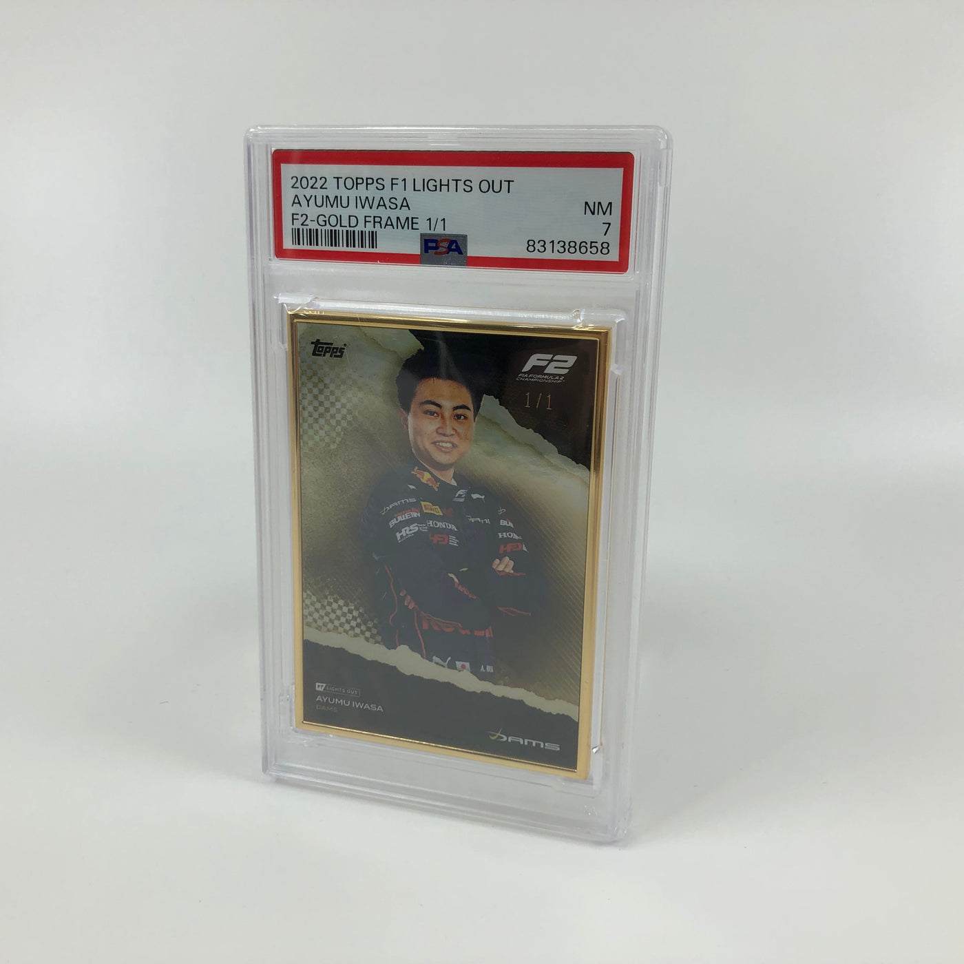 1/1 Gold Frame - Ayumu Iwasa - F2 Driver - 2022 Lights Out - PSA 7