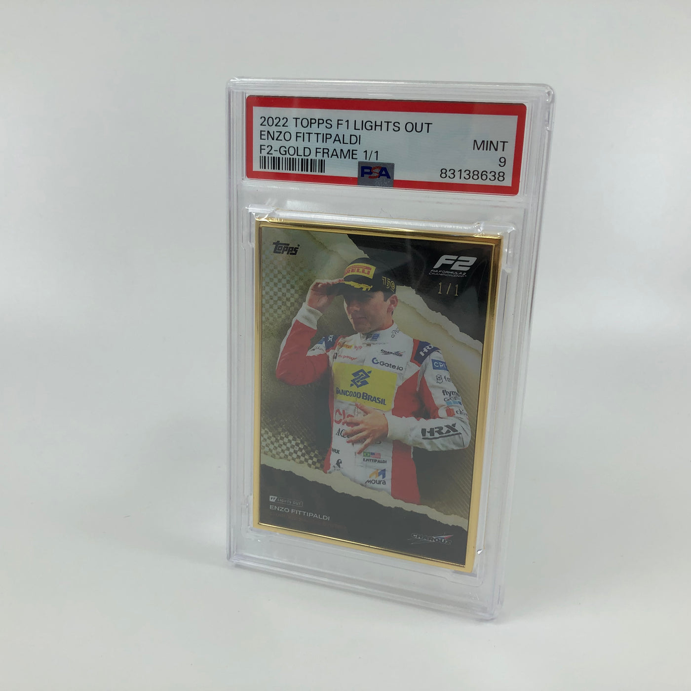 1/1 Gold Frame - Enzo Fittipaldi - F2 Driver - 2022 Lights Out - PSA 9