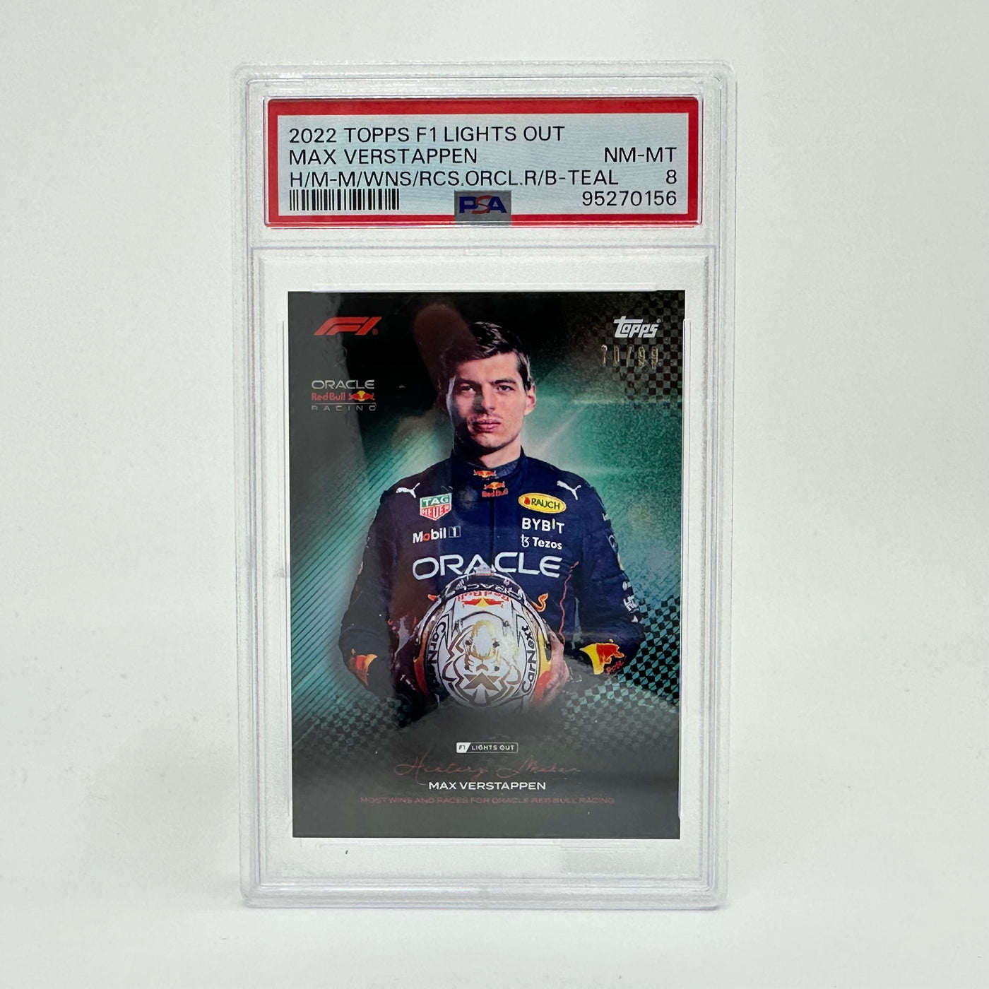 PSA 8 - 70/99 Max Verstappen - Most Wins and Races - History Maker - Teal