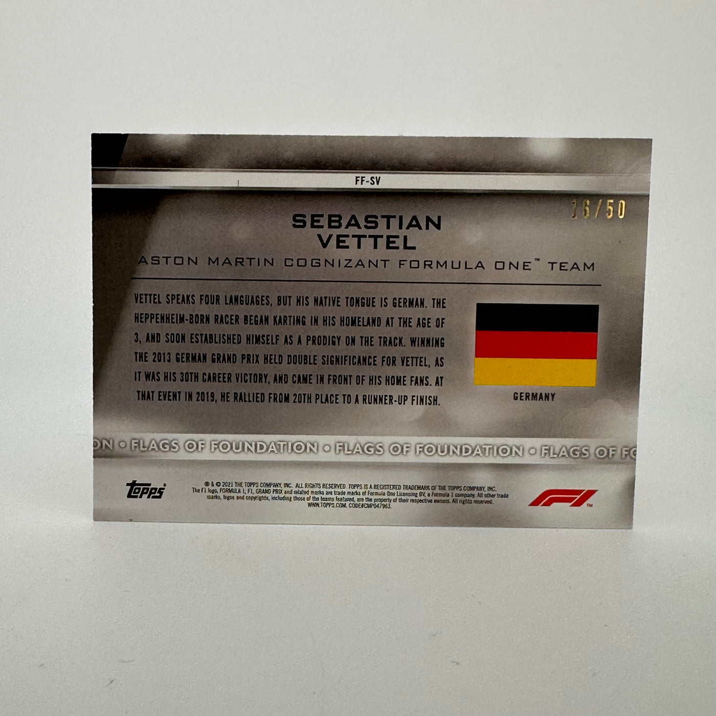 16/50 Gold - Sebastian Vettel - #FF-SV - Flags Of Foundation