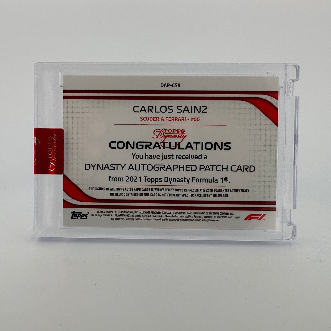 04/10 Silver - Carlos Sainz #DAP-CSII - 2021 Dynasty Autograph Patch