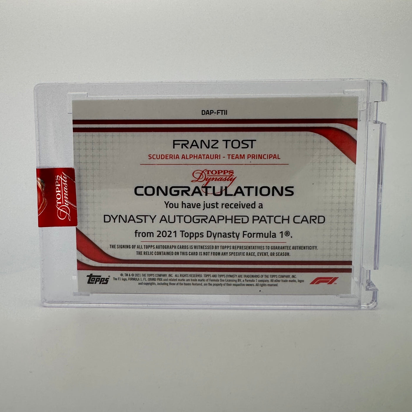 4/5 Red - Franz Tost - 2021 Dynasty Autograph Patch - #DAP-FTII