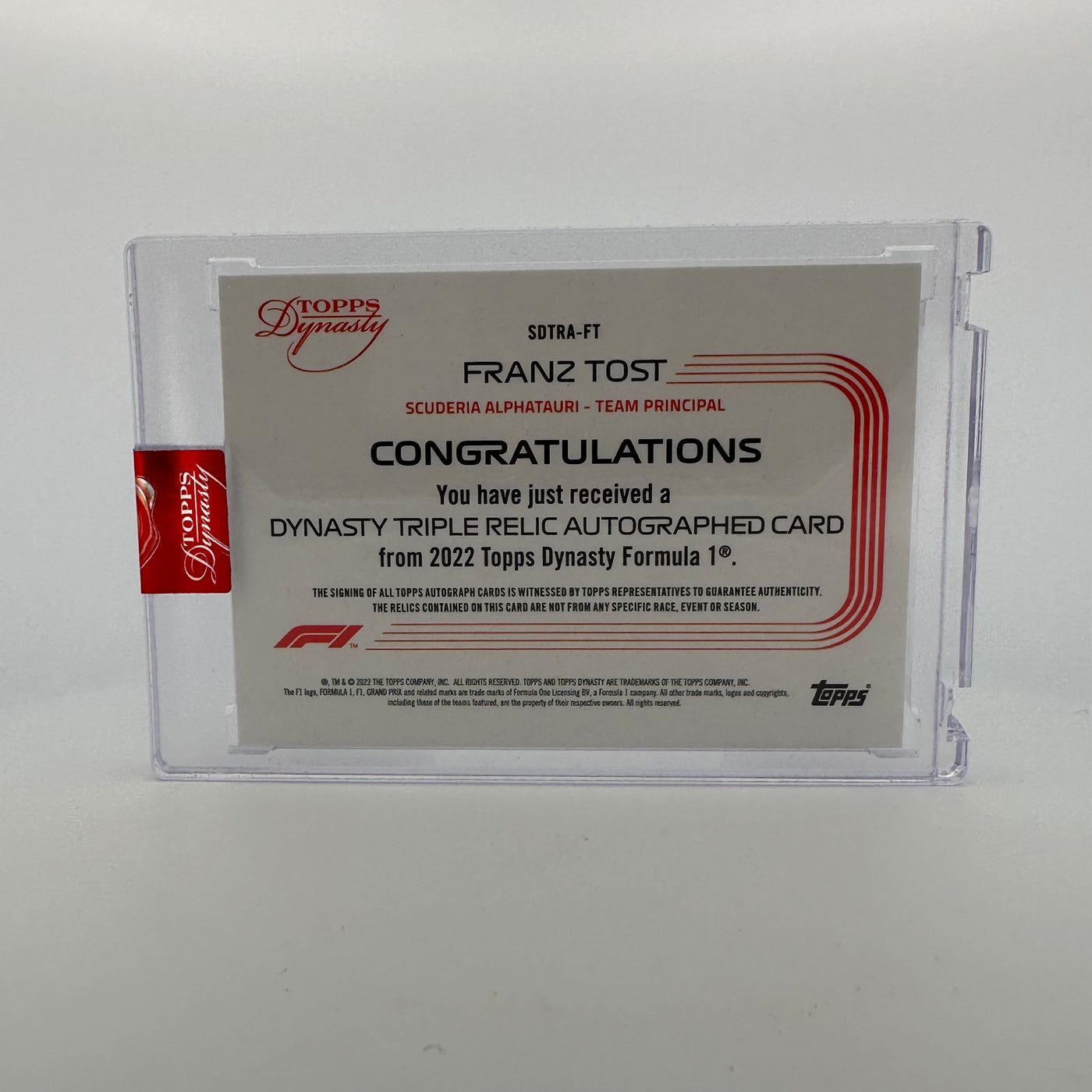 1/2 - Franz Tost - 2022 Dynasty Triple Relic Autograph - #SDTRA-FT