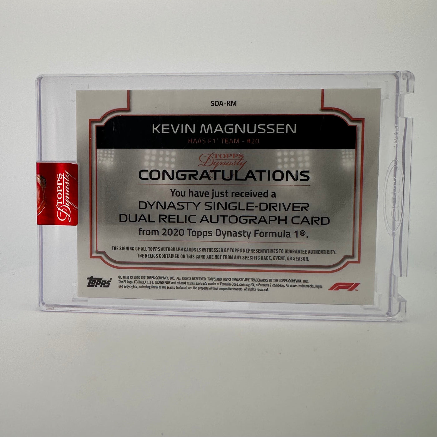 1/5 Red - Kevin Magnussen #SDA-KM - 2020 Dynasty Dual Relic Autograph