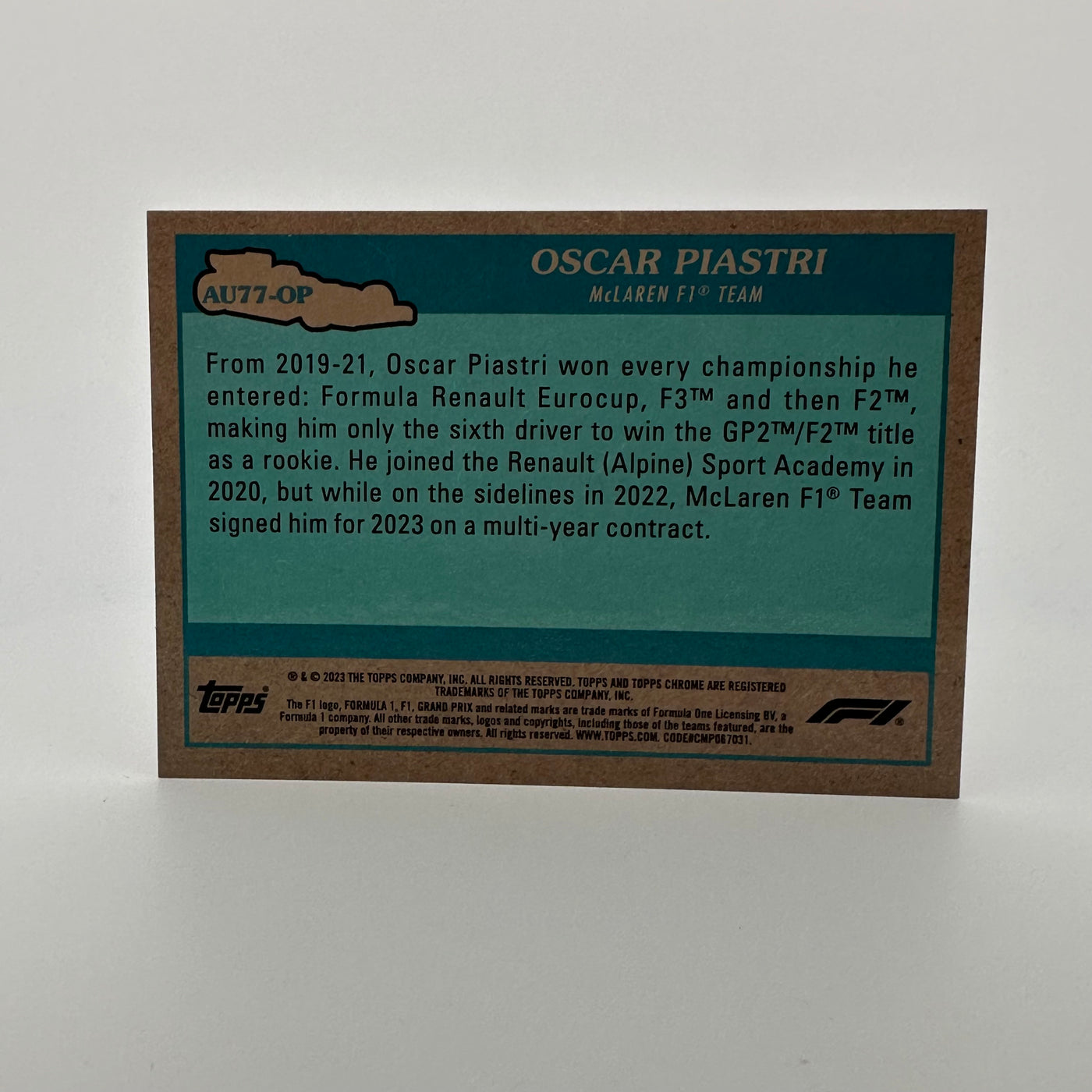 23/25 Orange - Oscar Piastri - McLaren - #AU77-OP - 1977 - 2023 Chrome