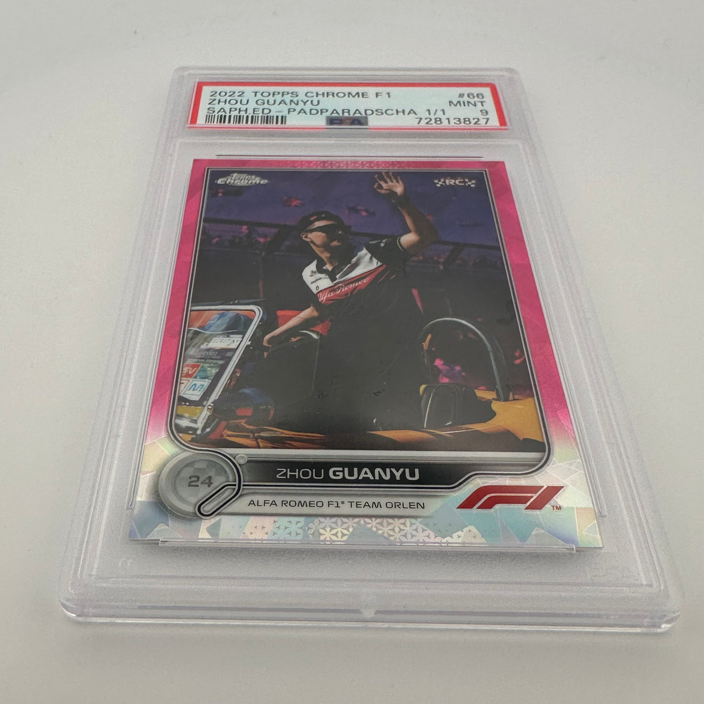 PSA 9 - 1/1 Padparadscha - Zhou Guanyu #66 - 2022 Chrome Sapphire