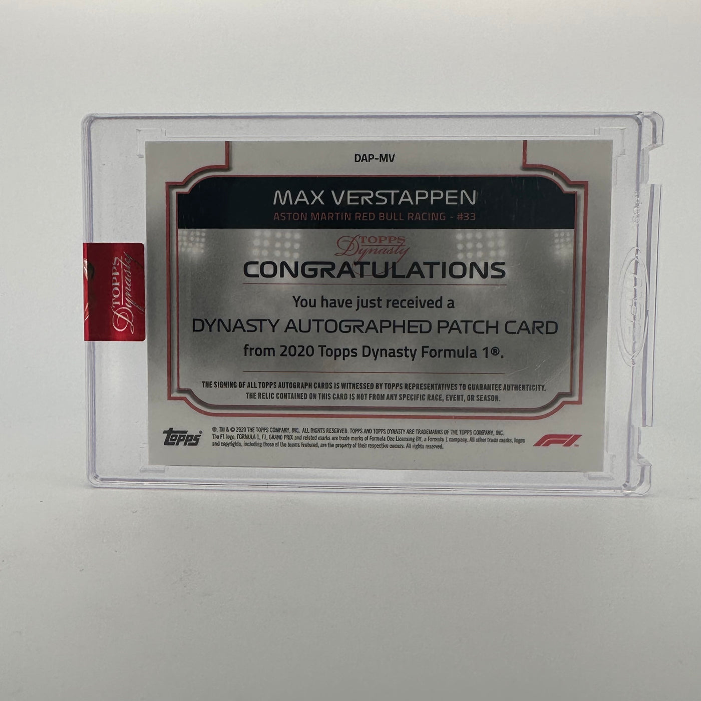 3/5 - Max Verstappen #DAP-MV - 2020 Dynasty - Autograph Patch