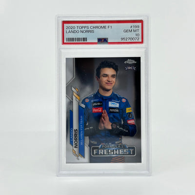 PSA 10 - Lando Norris #199 - 2020 Topps Chrome F1 - F1's Freshest - Rookie Card