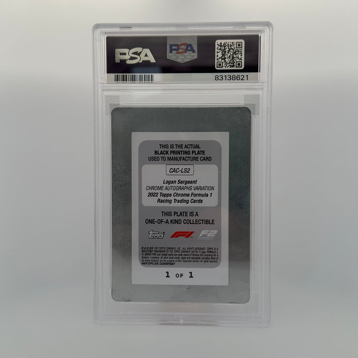 PSA Authentic - 1/1 Logan Sargeant #CACLS2 - Black Printing Plate - Autograph