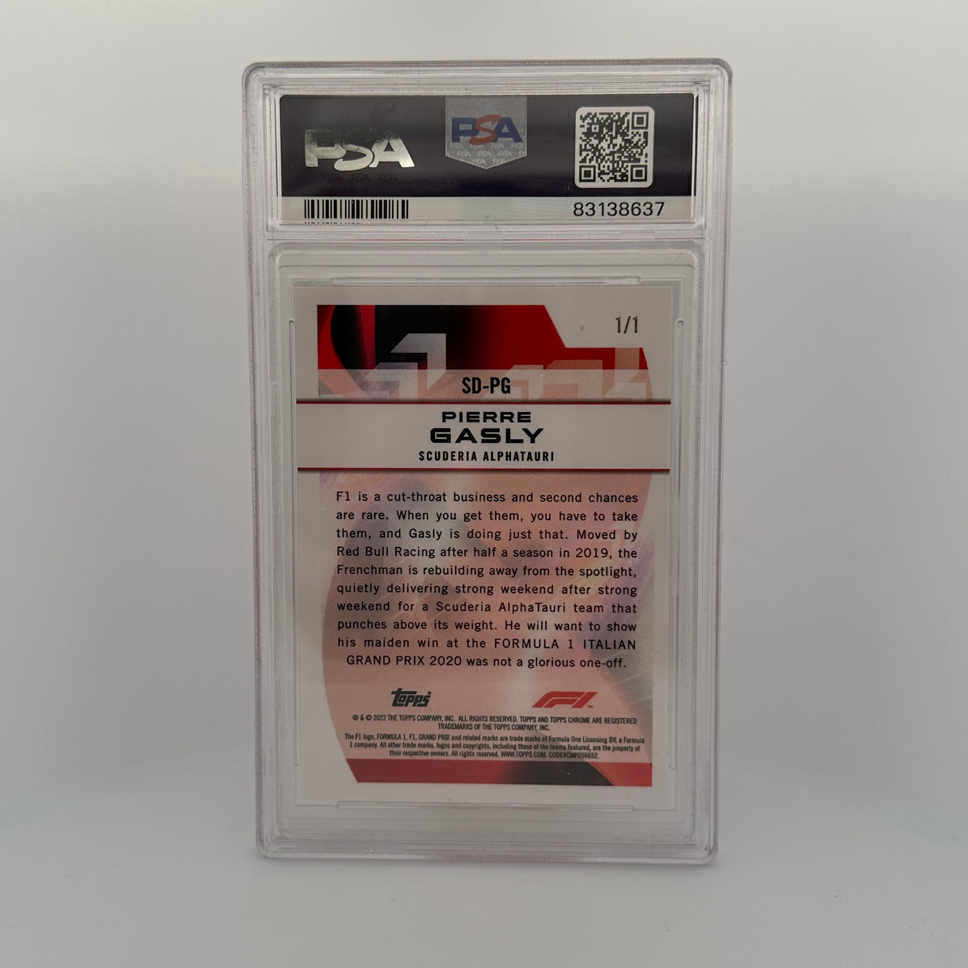 PSA 9 - 1/1 - Pierre Gasly #SDPG - Speed Demons - Superfractor