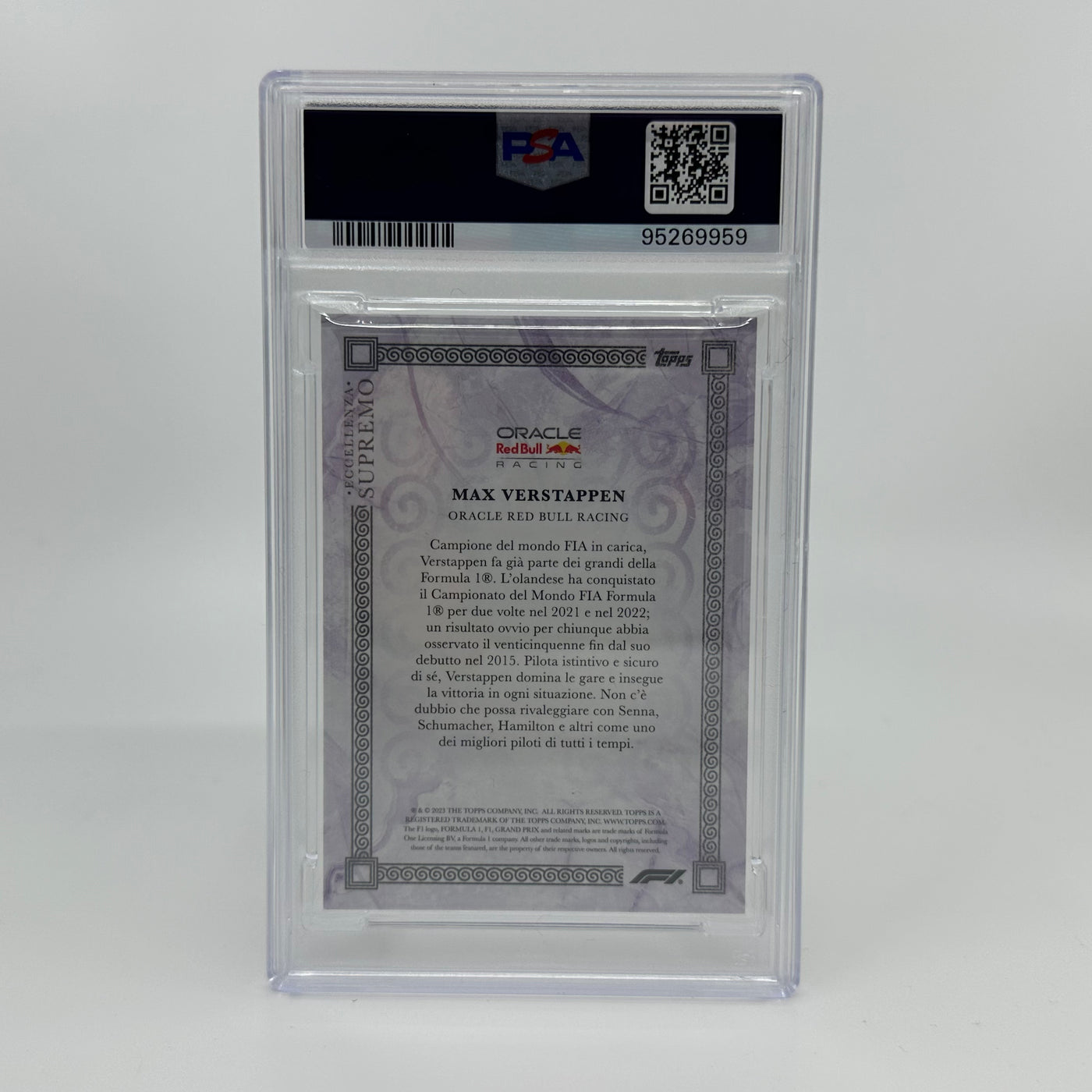 PSA 9 - 11/25 - Max Verstappen - Purple - 2023 Eccellenza Supremo