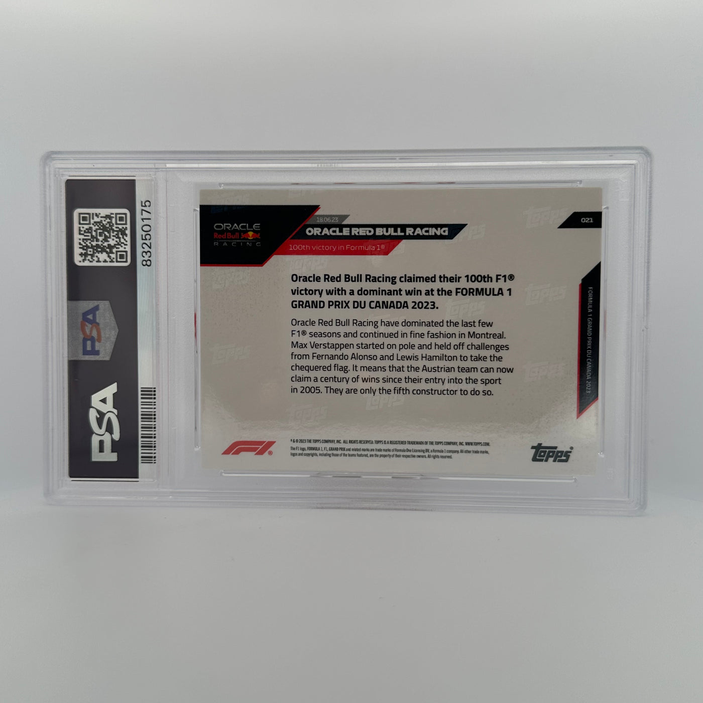 PSA 10 - 5/10 - Oracle Red Bull Racing #21 - Blue