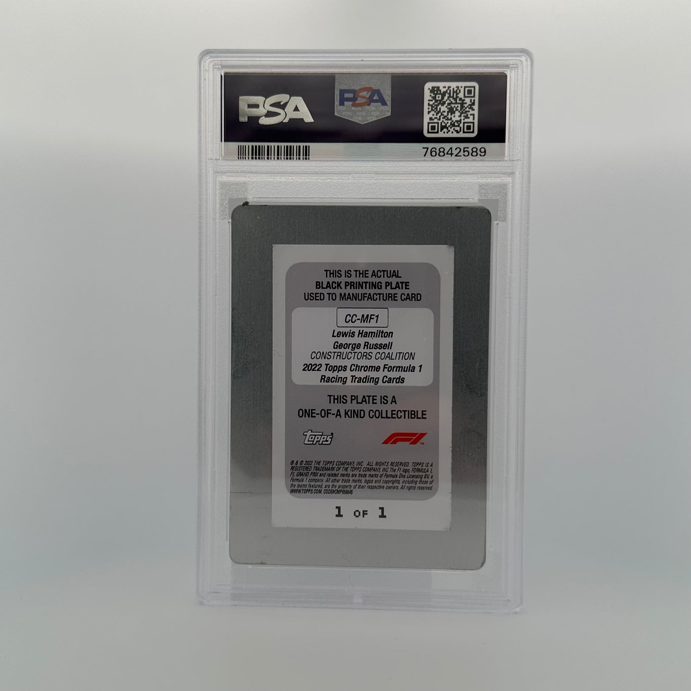 PSA AUTHENTIC- 1/1 LEWIS HAMILTON/GEORGE RUSSELL - BLACK PRINTING PLATE