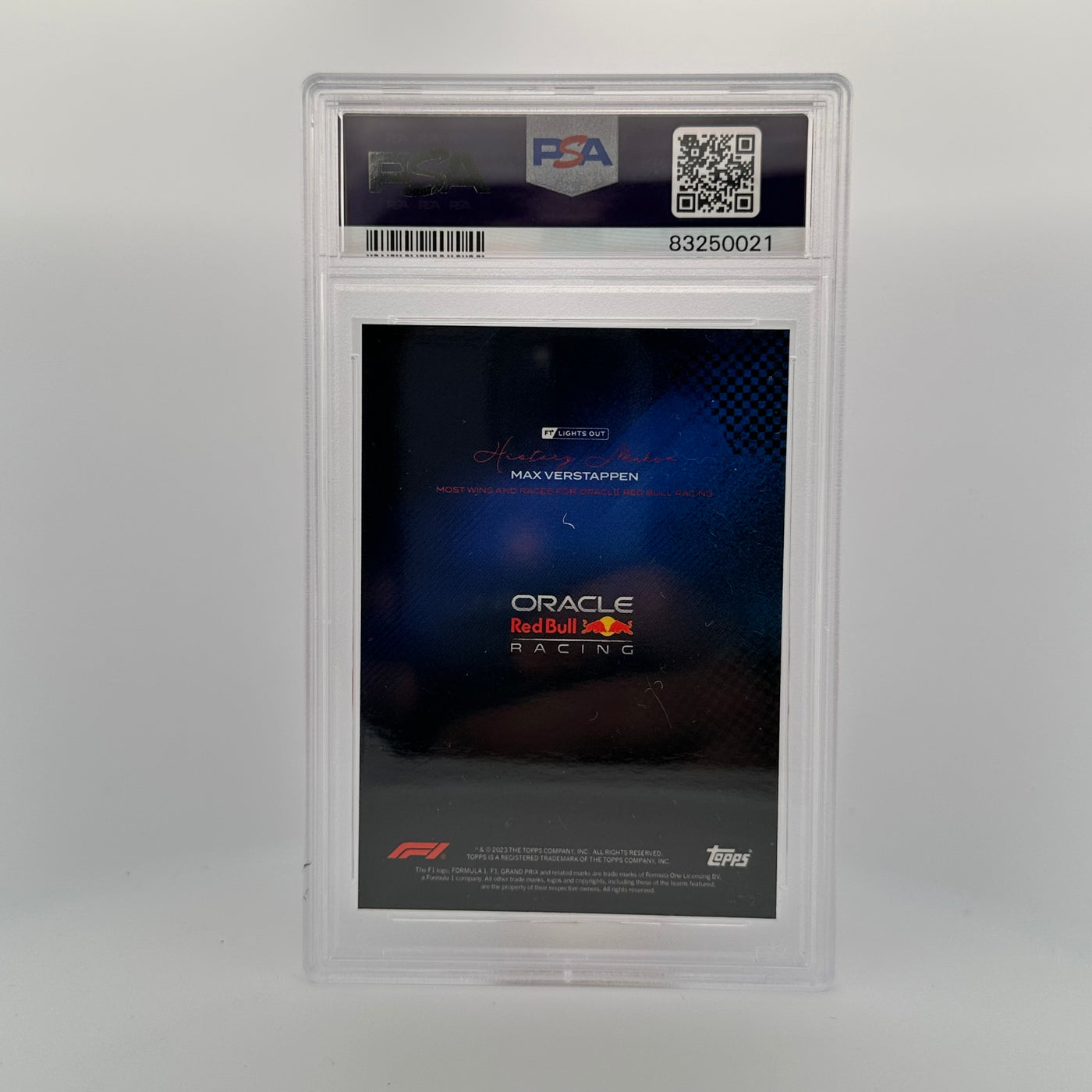 PSA 9 - 21/25 - Max Verstappen - History Maker - Most Wins And Races For Oracle Red Bull Racing - Blue