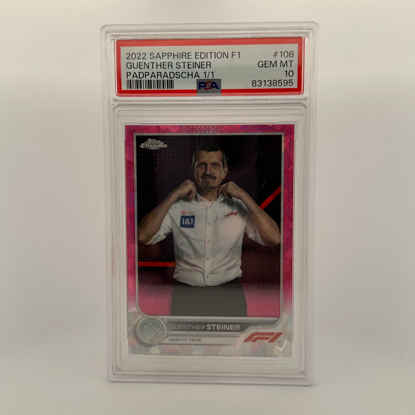 PSA 10 - 1/1 - 2022 Chrome Sapphire - Guenther Steiner #108 - Padparadscha